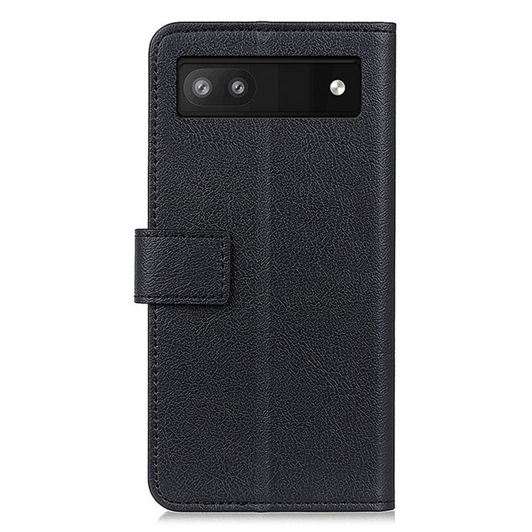 For Google Pixel 7a Anti-drop Leather Phone Case Wallet Stand Cell Phone Cover - Black