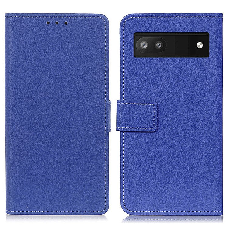 For Google Pixel 7a Anti-drop Leather Phone Case Wallet Stand Cell Phone Cover - Blue