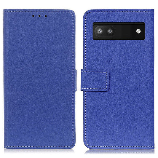 For Google Pixel 7a Anti-drop Leather Phone Case Wallet Stand Cell Phone Cover - Blue