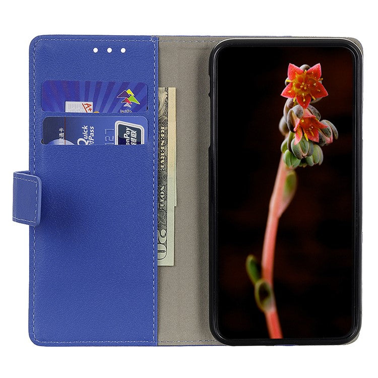 For Google Pixel 7a Anti-drop Leather Phone Case Wallet Stand Cell Phone Cover - Blue