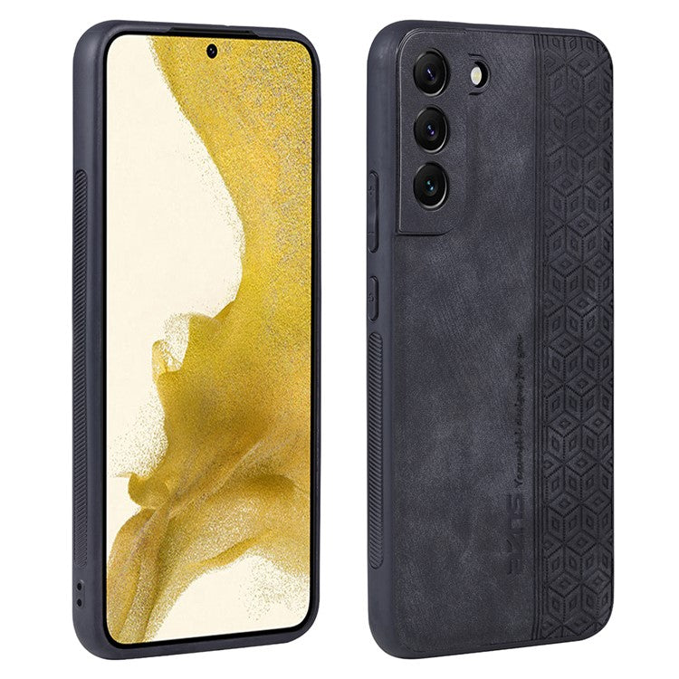 AZNS For Samsung Galaxy S21 FE 5G Anti-scratch Phone Case Imprinted Leather Coated TPU Cover - Black
