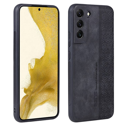 AZNS For Samsung Galaxy S21 FE 5G Anti-scratch Phone Case Imprinted Leather Coated TPU Cover - Black