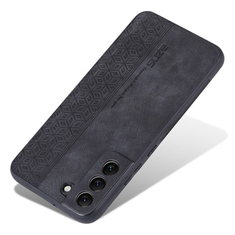 AZNS For Samsung Galaxy S21 FE 5G Anti-scratch Phone Case Imprinted Leather Coated TPU Cover - Black