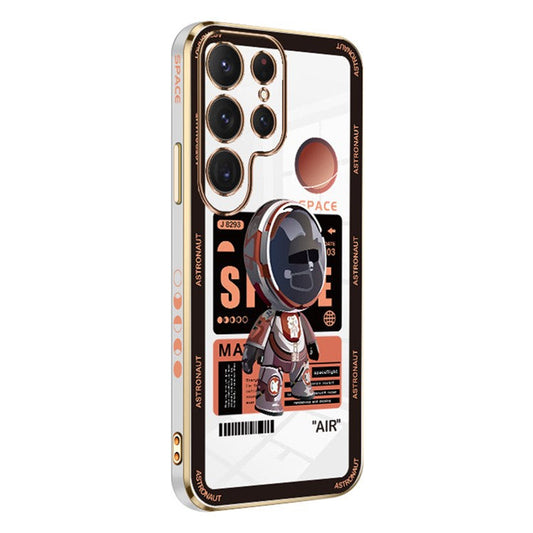 RZANTS For Samsung Galaxy S23 Ultra Electroplating TPU Case Spaceman Pattern Cell Phone Cover - White
