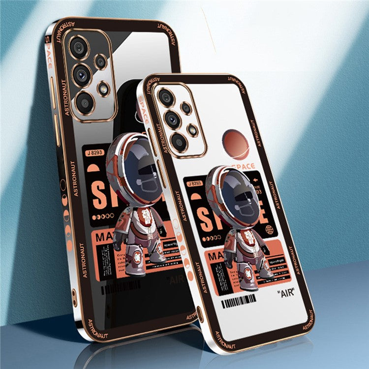 RZANTS For Samsung Galaxy A52 4G / 5G / A52s 5G Phone Case Spaceman Pattern Soft TPU Electroplating Cover - Black