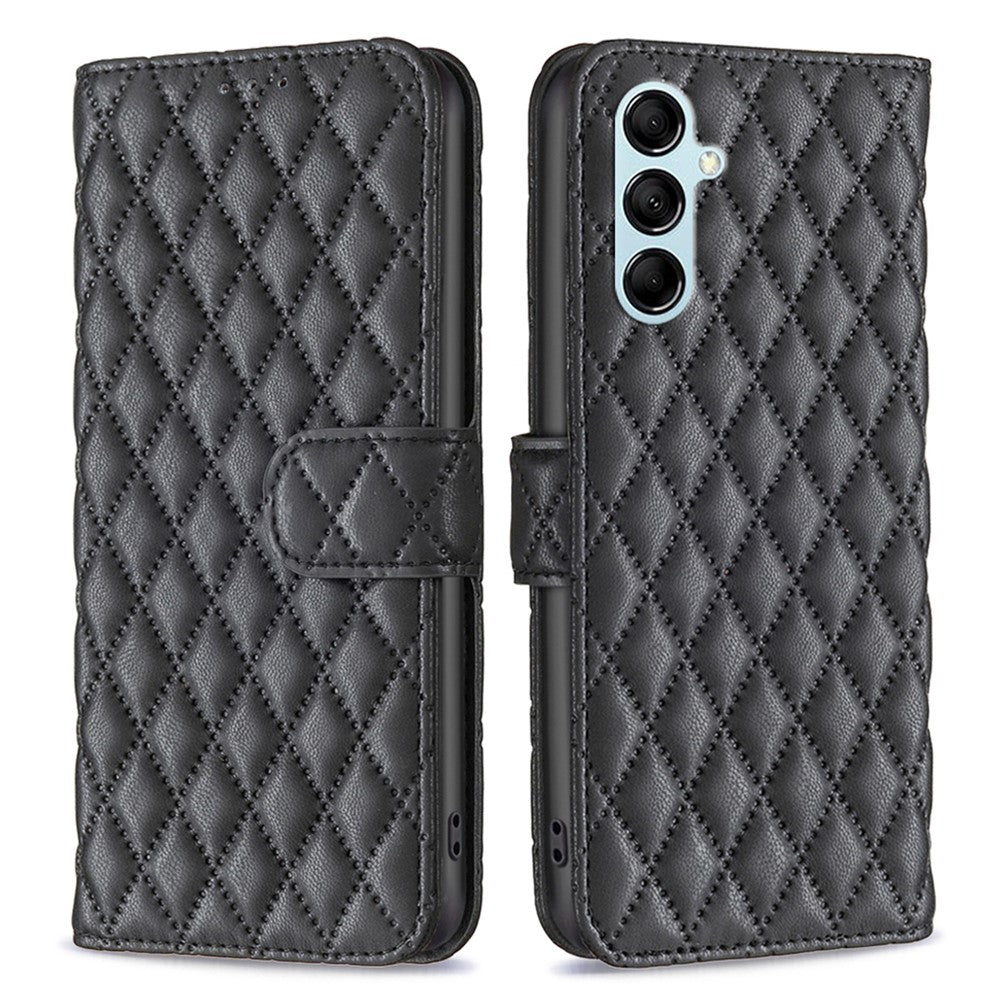 BINFEN COLOR BF Style-14 for Samsung Galaxy M14 5G Phone Case Leather Stand Wallet Phone Cover - Black
