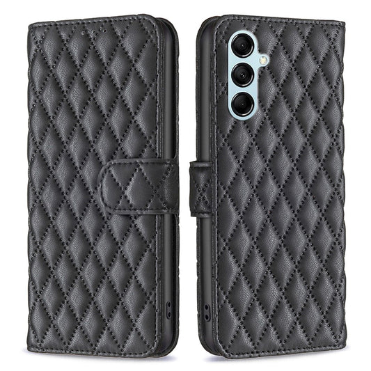 BINFEN COLOR BF Style-14 for Samsung Galaxy M14 5G Phone Case Leather Stand Wallet Phone Cover - Black