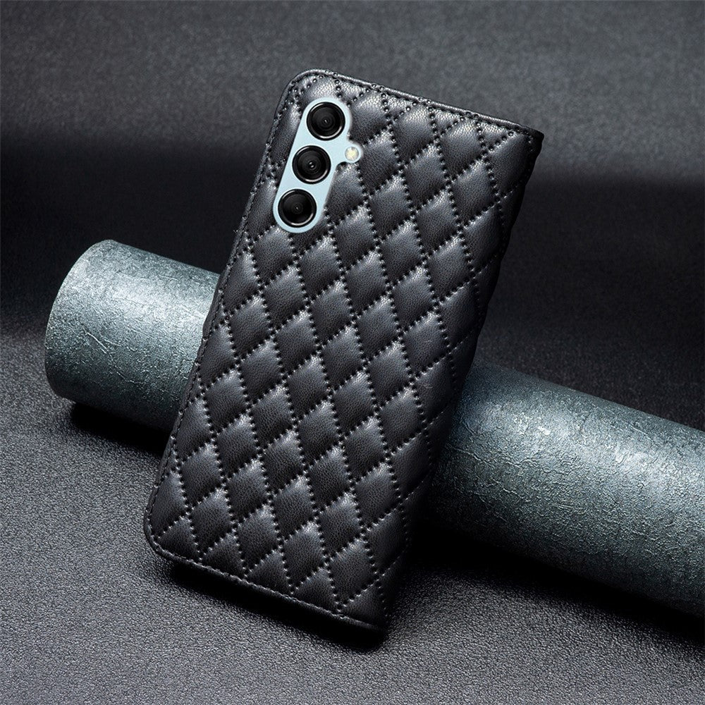 BINFEN COLOR BF Style-14 for Samsung Galaxy M14 5G Phone Case Leather Stand Wallet Phone Cover - Black
