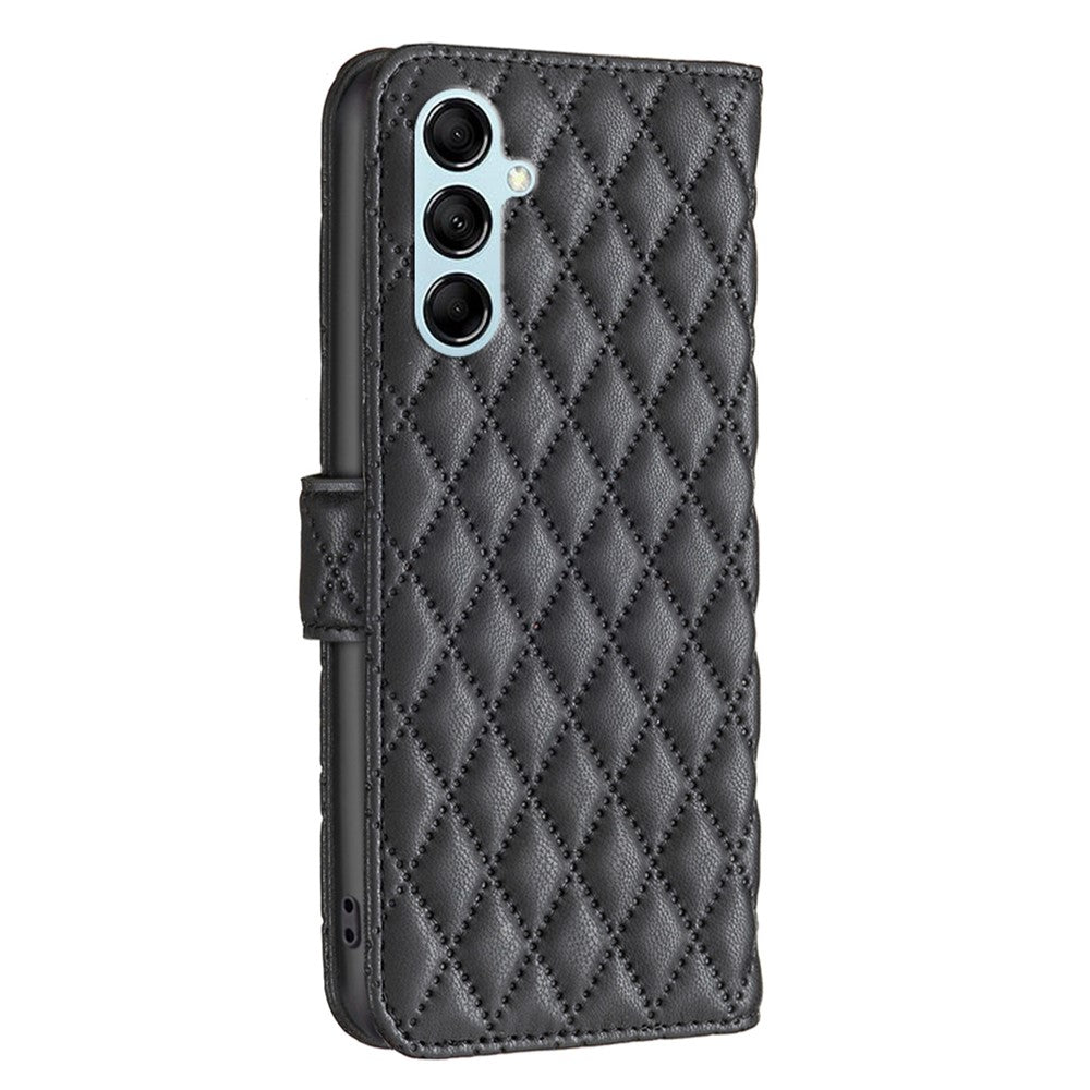 BINFEN COLOR BF Style-14 for Samsung Galaxy M14 5G Phone Case Leather Stand Wallet Phone Cover - Black