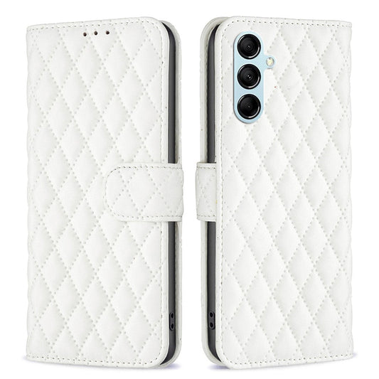 BINFEN COLOR BF Style-14 for Samsung Galaxy M14 5G Phone Case Leather Stand Wallet Phone Cover - White