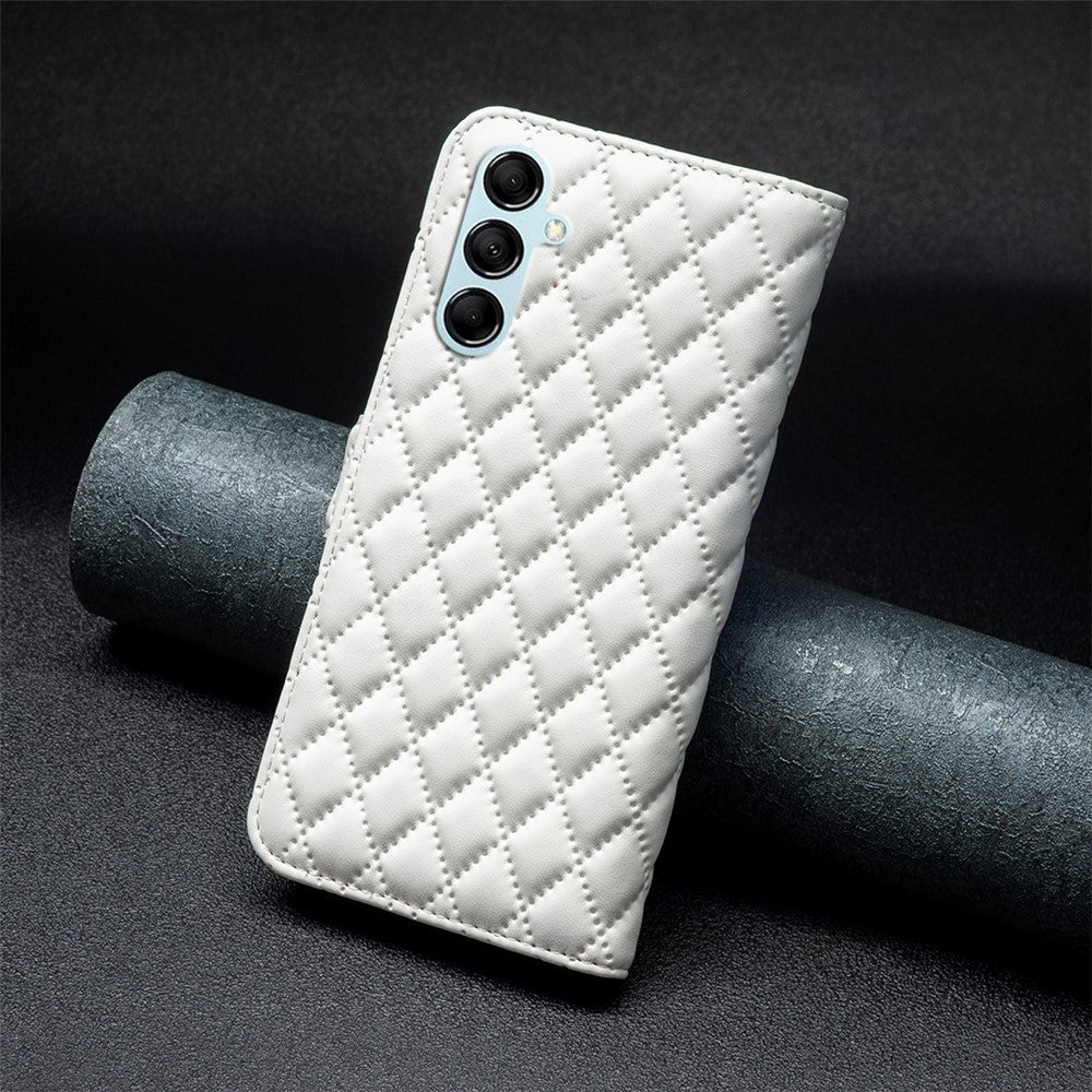 BINFEN COLOR BF Style-14 for Samsung Galaxy M14 5G Phone Case Leather Stand Wallet Phone Cover - White
