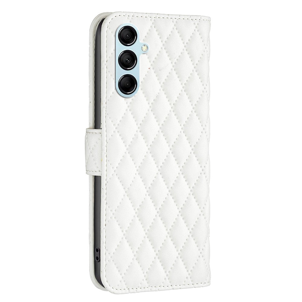 BINFEN COLOR BF Style-14 for Samsung Galaxy M14 5G Phone Case Leather Stand Wallet Phone Cover - White