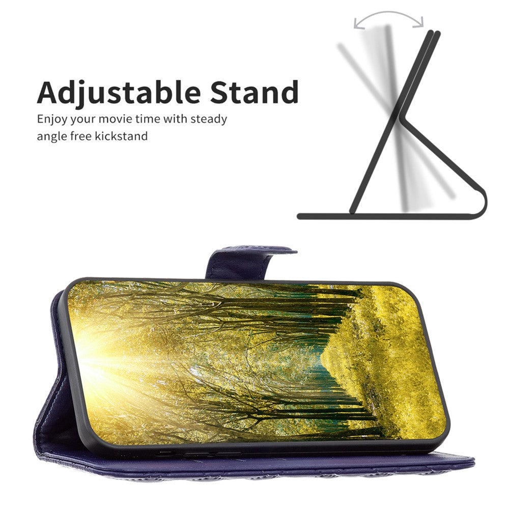 BINFEN COLOR BF Style-14 for Samsung Galaxy M14 5G Phone Case Leather Stand Wallet Phone Cover - Blue
