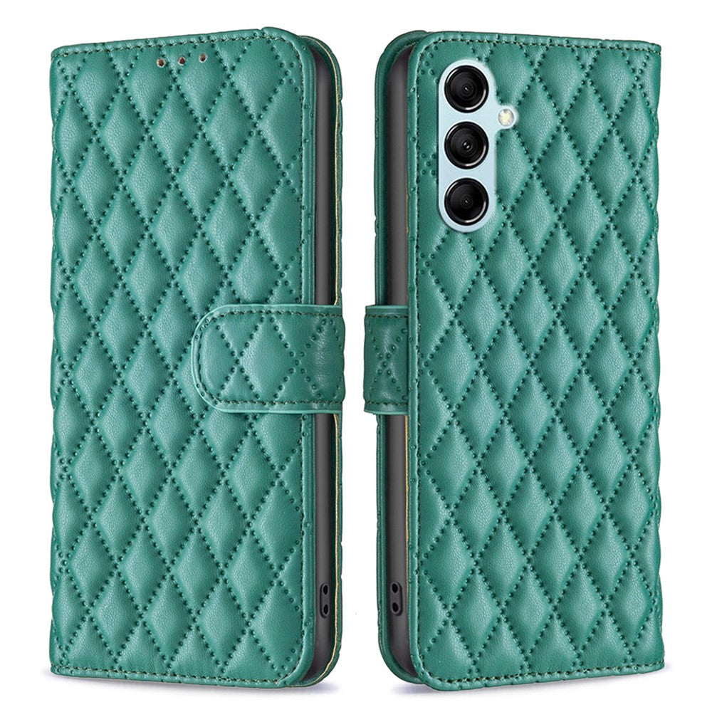 BINFEN COLOR BF Style-14 for Samsung Galaxy M14 5G Phone Case Leather Stand Wallet Phone Cover - Green