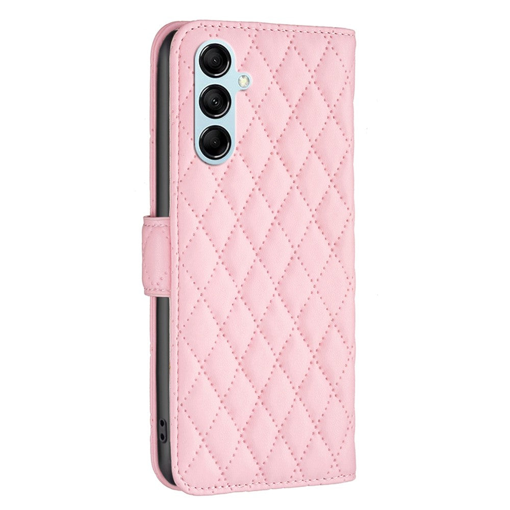 BINFEN COLOR BF Style-14 for Samsung Galaxy M14 5G Phone Case Leather Stand Wallet Phone Cover - Pink