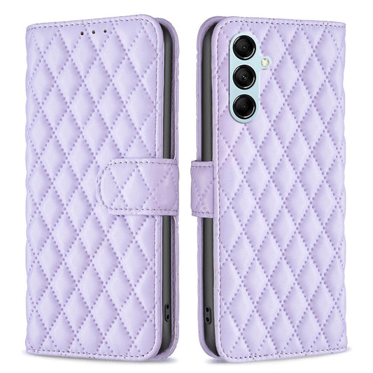 BINFEN COLOR BF Style-14 for Samsung Galaxy M14 5G Phone Case Leather Stand Wallet Phone Cover - Purple