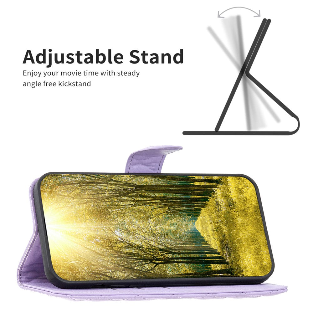 BINFEN COLOR BF Style-14 for Samsung Galaxy M14 5G Phone Case Leather Stand Wallet Phone Cover - Purple