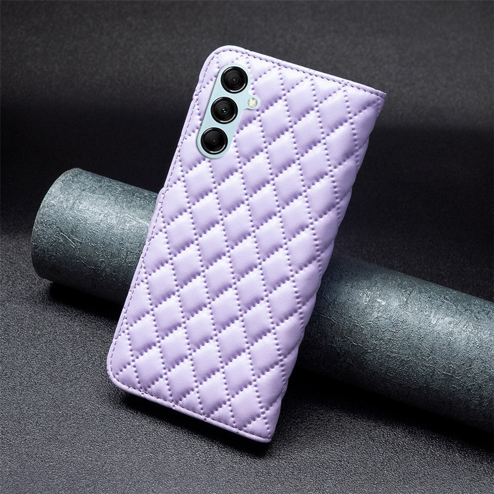 BINFEN COLOR BF Style-14 for Samsung Galaxy M14 5G Phone Case Leather Stand Wallet Phone Cover - Purple