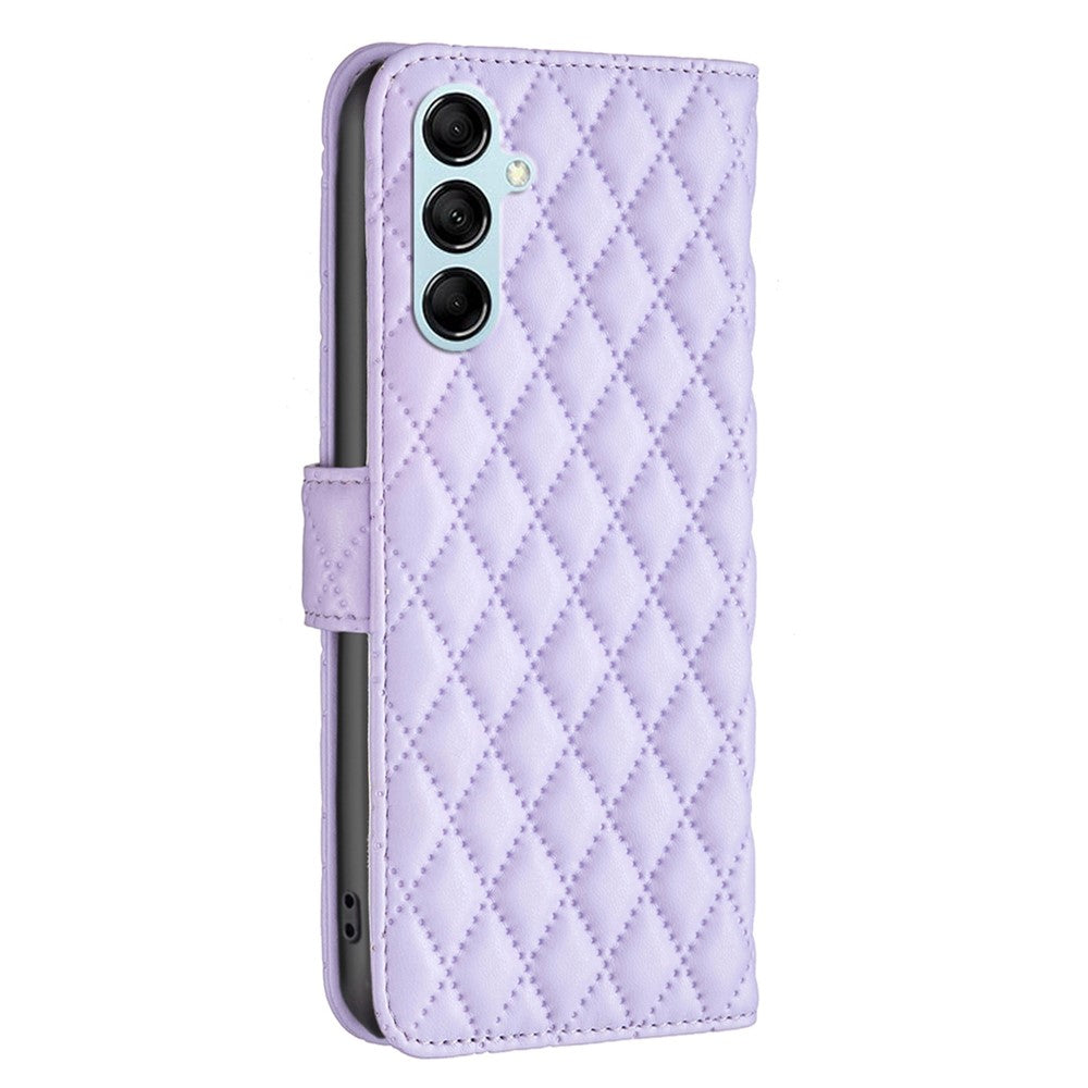 BINFEN COLOR BF Style-14 for Samsung Galaxy M14 5G Phone Case Leather Stand Wallet Phone Cover - Purple