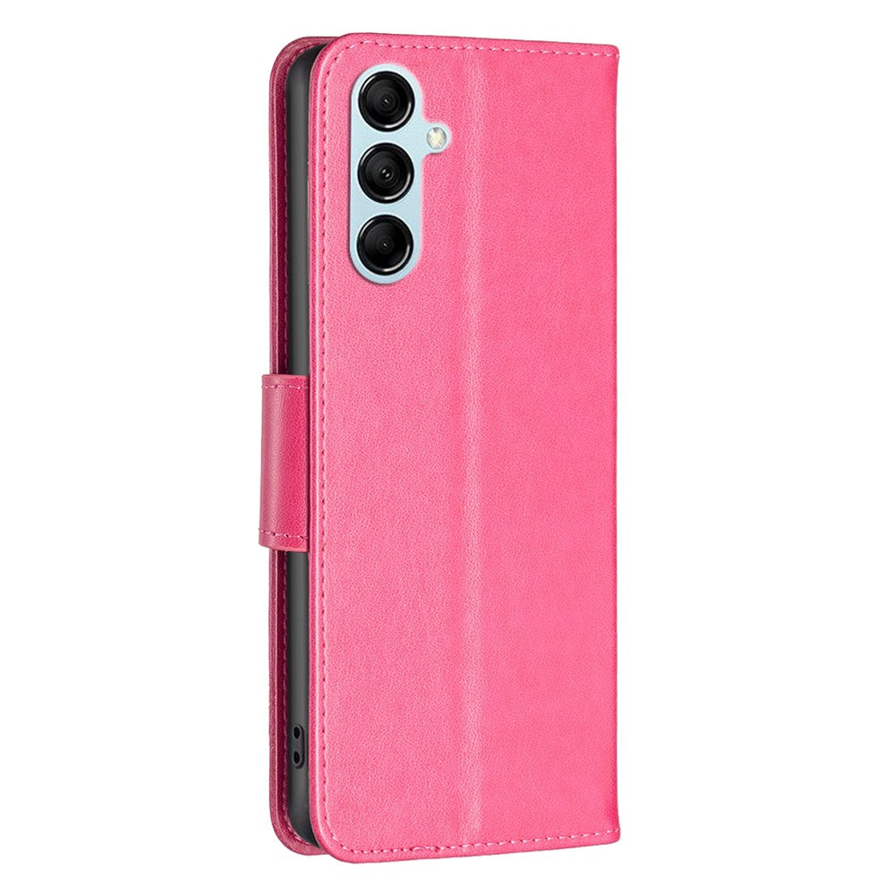 For Samsung Galaxy M14 5G Wallet Stand Phone Leather Case Butterfly Imprinted Phone Cover with Strap - Rose