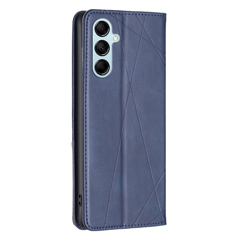 For Samsung Galaxy M14 5G Leather Case with Card Holder Imprinting Pattern Phone Stand Cover - Blue