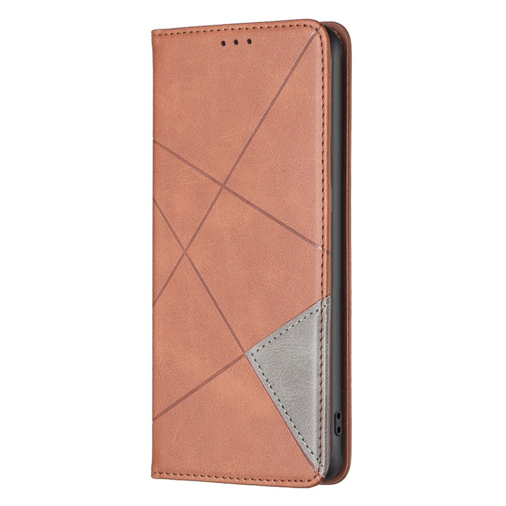 For Samsung Galaxy M14 5G Leather Case with Card Holder Imprinting Pattern Phone Stand Cover - Brown