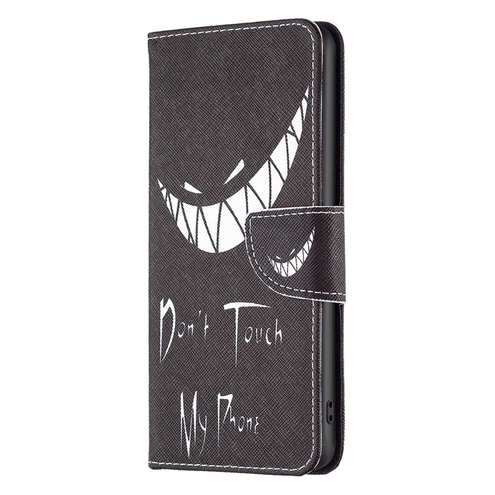For Samsung Galaxy M14 5G Phone Case Pattern Printing PU Leather Wallet Stand Cover - Don't Touch My Phone