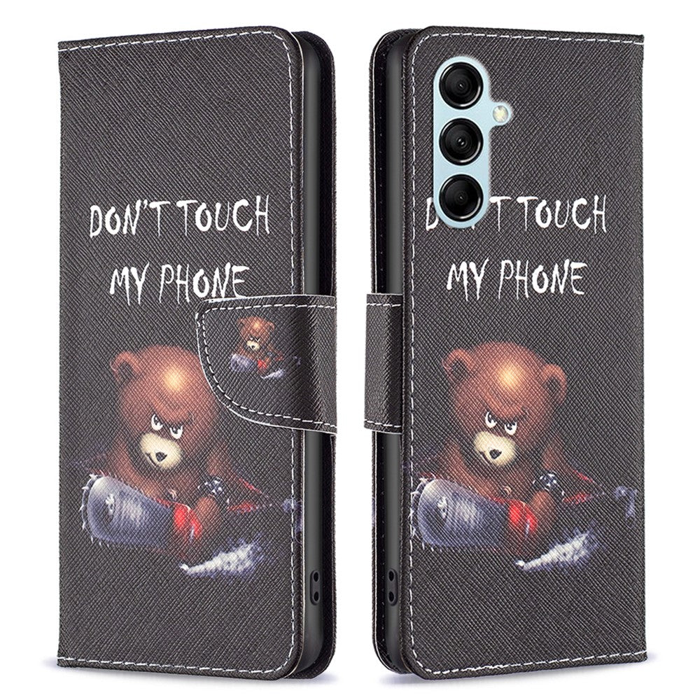 For Samsung Galaxy M14 5G Phone Case Pattern Printing PU Leather Wallet Stand Cover - Bear