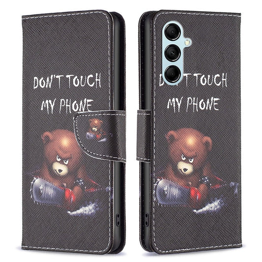 For Samsung Galaxy M14 5G Phone Case Pattern Printing PU Leather Wallet Stand Cover - Bear