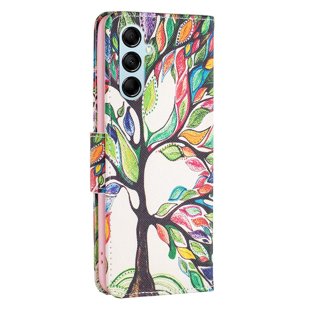 For Samsung Galaxy M14 5G Phone Case Pattern Printing PU Leather Wallet Stand Cover - Life Tree