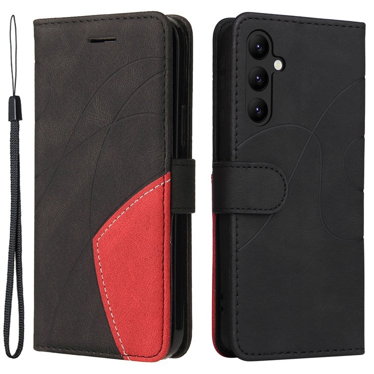 KT Leather Series-1 For Samsung Galaxy A24 4G (162.1 x 77.6 x 8.3mm) Anti-drop Stand Phone Case Wallet Dual-color Splicing Leather Cover - Black