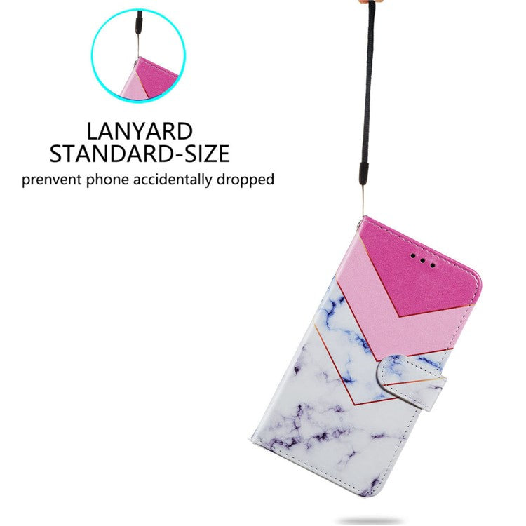 For Google Pixel 7 Pro 5G Pattern Printing PU Leather Wallet Case Stand Flip Phone Cover with Strap - Smoke Marble