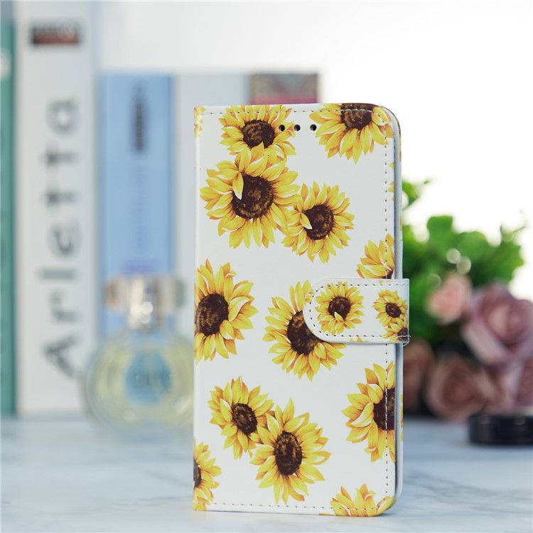 For Google Pixel 7 Pro 5G Pattern Printing PU Leather Wallet Case Stand Flip Phone Cover with Strap - Sunflower