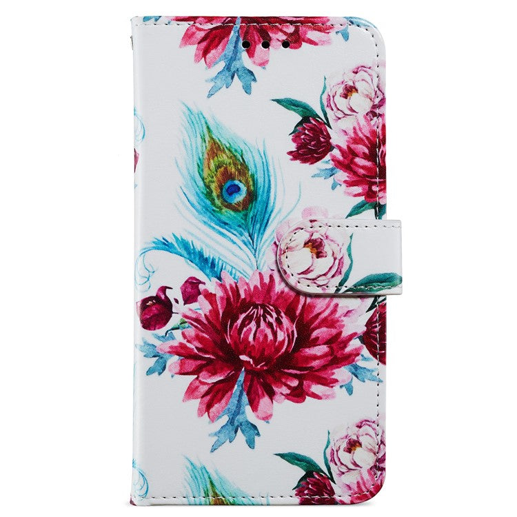 For Google Pixel 7 Pro 5G Pattern Printing PU Leather Wallet Case Stand Flip Phone Cover with Strap - Peacock Flower