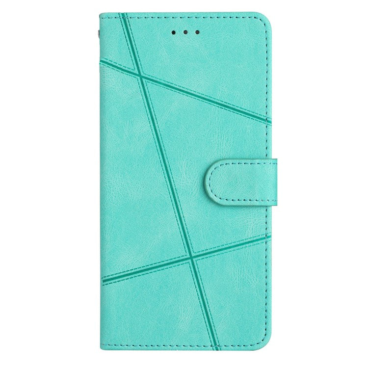 For Google Pixel 7a Imprinted Lines Leather Wallet Cover Crazy Horse Texture Phone Stand Case with Strap - Green
