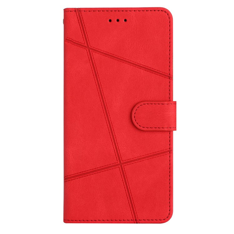 For Google Pixel 7 Pro 5G Imprinted Lines PU Leather Wallet Stand Anti-drop Cover Crazy Horse Texture Phone Case with Strap - Red
