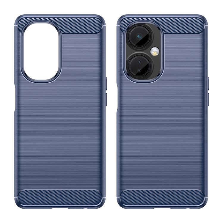 For OnePlus Nord CE 3 Lite 5G / Nord N30 5G Carbon Fiber Texture Brushed Phone Case Soft TPU Anti-drop Back Cover - Blue