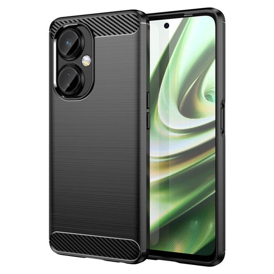 For OnePlus Nord CE 3 Lite 5G / Nord N30 5G Carbon Fiber Texture Brushed Phone Case Soft TPU Anti-drop Back Cover - Black