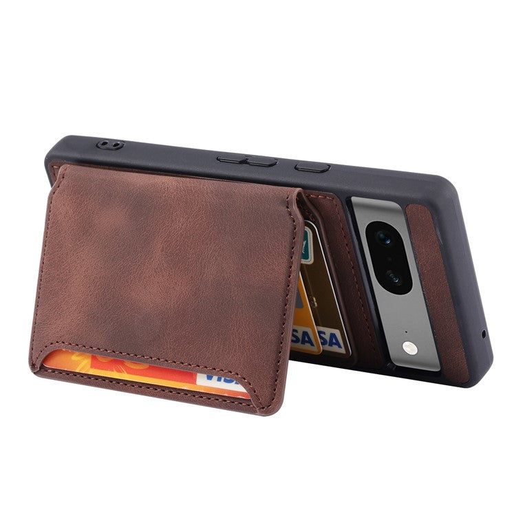 For Google Pixel 7a RFID Blocking Leather+TPU Anti-drop Phone Case Kickstand Wallet Skin-touch Cover - Coffee