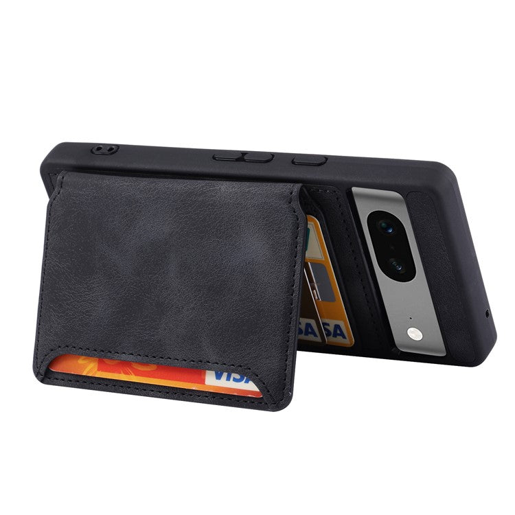 For Google Pixel 7a RFID Blocking Leather+TPU Anti-drop Phone Case Kickstand Wallet Skin-touch Cover - Black