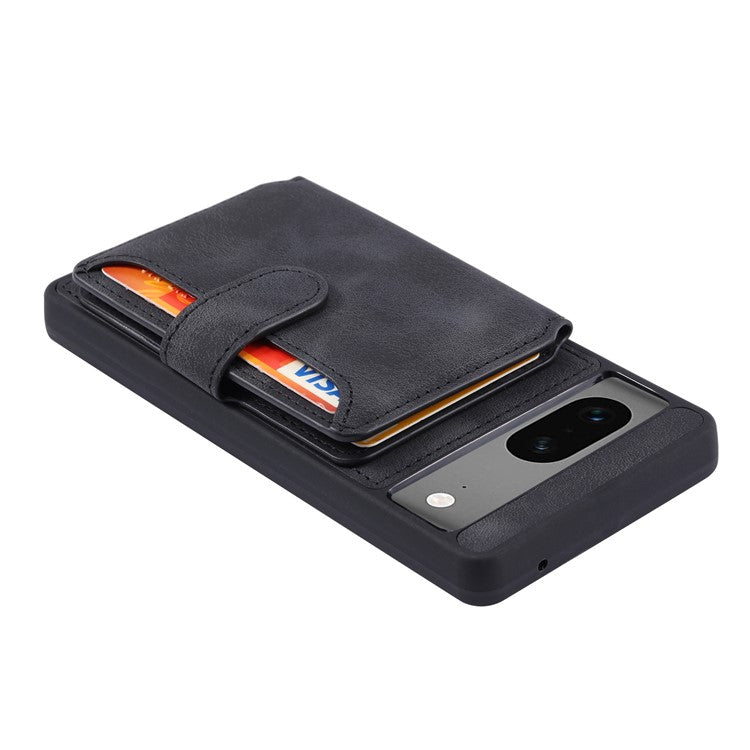 For Google Pixel 7a RFID Blocking Leather+TPU Anti-drop Phone Case Kickstand Wallet Skin-touch Cover - Black
