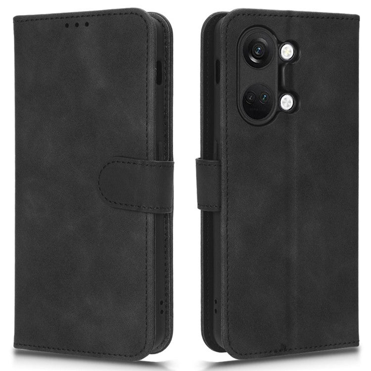 For OnePlus Nord 3 5G / Ace 2V PU Leather Flip Folio Wallet Case Stand Feature Skin-touch Shockproof Cell Phone Cover - Black