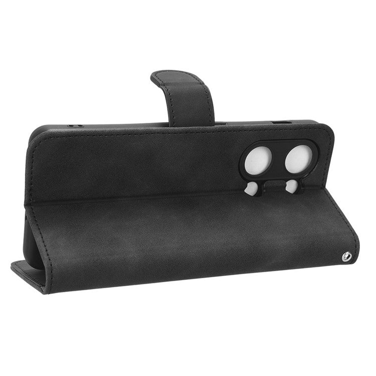 For OnePlus Nord 3 5G / Ace 2V PU Leather Flip Folio Wallet Case Stand Feature Skin-touch Shockproof Cell Phone Cover - Black