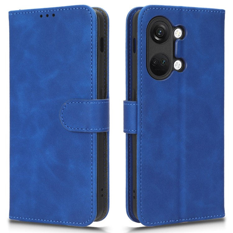 For OnePlus Nord 3 5G / Ace 2V PU Leather Flip Folio Wallet Case Stand Feature Skin-touch Shockproof Cell Phone Cover - Blue