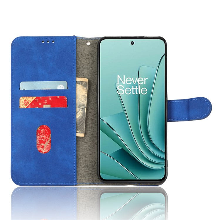 For OnePlus Nord 3 5G / Ace 2V PU Leather Flip Folio Wallet Case Stand Feature Skin-touch Shockproof Cell Phone Cover - Blue