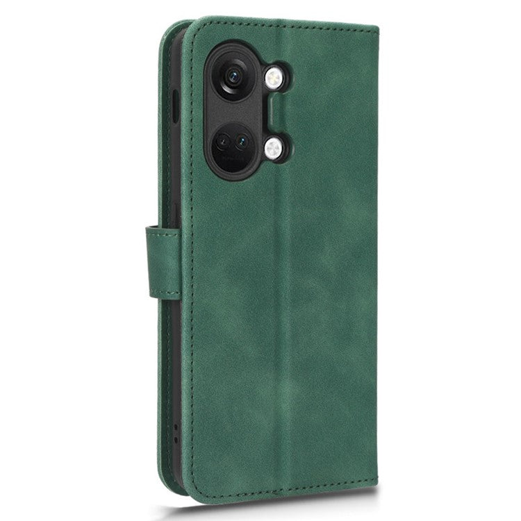 For OnePlus Nord 3 5G / Ace 2V PU Leather Flip Folio Wallet Case Stand Feature Skin-touch Shockproof Cell Phone Cover - Green