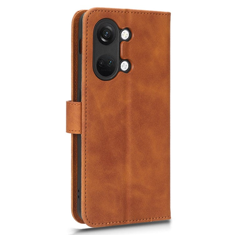 For OnePlus Nord 3 5G / Ace 2V PU Leather Flip Folio Wallet Case Stand Feature Skin-touch Shockproof Cell Phone Cover - Brown