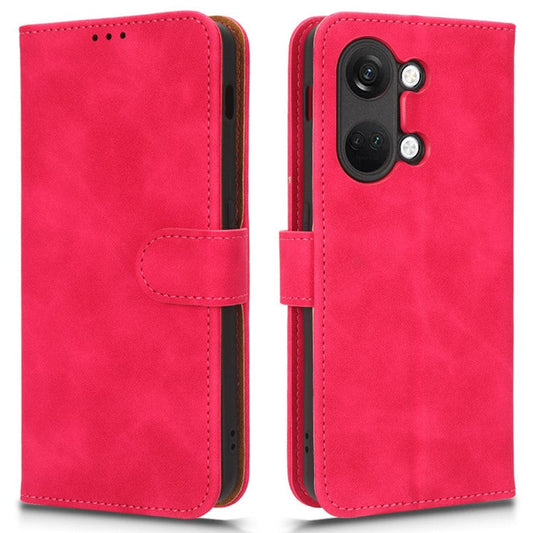 For OnePlus Nord 3 5G / Ace 2V PU Leather Flip Folio Wallet Case Stand Feature Skin-touch Shockproof Cell Phone Cover - Rose
