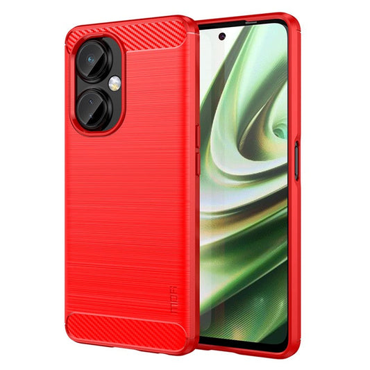 MOFI JK TPU Series-1 for OnePlus Nord CE 3 Lite 5G / Nord N30 5G TPU Cover Carbon Fiber Brushed Phone Shell - Red