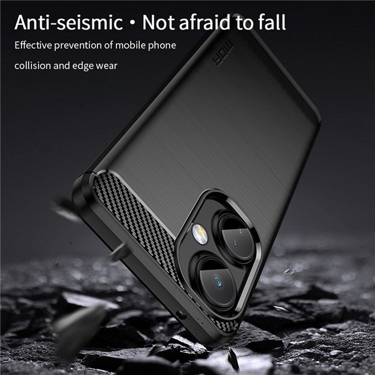 MOFI JK TPU Series-1 for OnePlus Nord CE 3 Lite 5G / Nord N30 5G TPU Cover Carbon Fiber Brushed Phone Shell - Red
